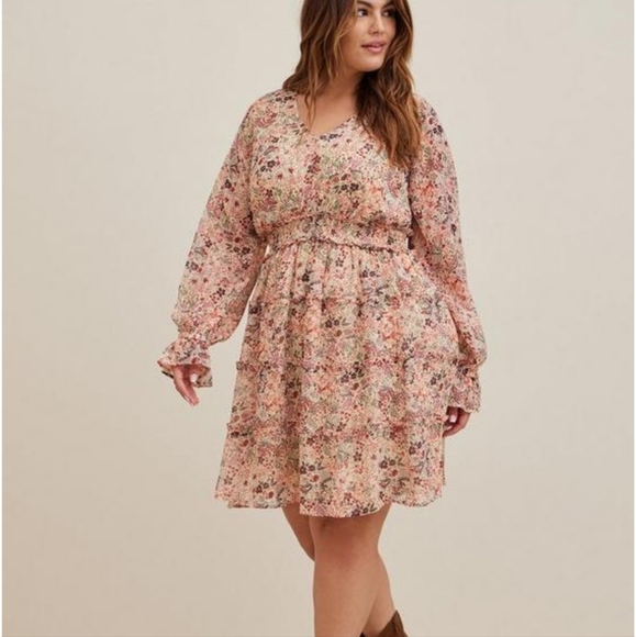 Torrid Size 2 Mini Lurex Chiffon Tiered Dress - Picture 10 of 17